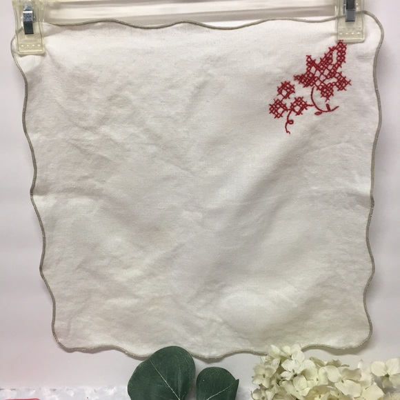 Antique Embroidery Linen Dinning Table French runner mat set of 3 Napkins - Picture 6 of 16